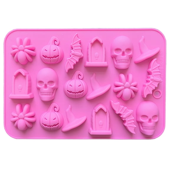 Halloween Silicone Mold for Craft, 7.08X4.84X0.47" Multi‑Cavity Chocolates Molds, Candy Making Tray, Flexible Wax Melt Mould, Fondant Decor Sheet, Nonstick Baking Accessory, DIY Handcraft Resin Form