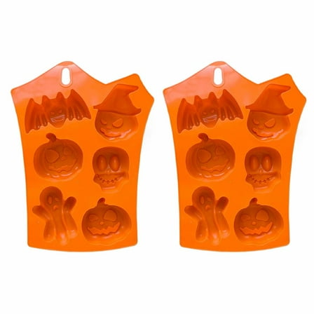 Halloween Silicone Mold, Pumpkin Bat Skull Ghost Shape Silicone Candy Chocolate Molds, DIY Cookies Gummy Chocolate Mold Ice Cream Tray, for Kitchen DIY Baking Tools
