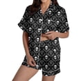 thumbnail image 1 of Halloween Silk Pajamas Women Fashion Casual Two Piece Set for Women V-Neck Short Sleeve Sleepwear Comfortable Loungewear for Everyday Holiday and Travel XL, 1 of 3