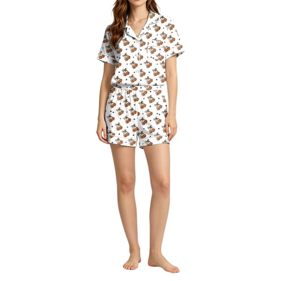 Halloween Silk Pajamas Women Halloween Print Loungewear Pajama For Home Comfort Women Sleepwear Set With Pattern White XL