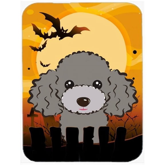 Halloween Silver Gray Poodle Glass Cutting Board- Large
