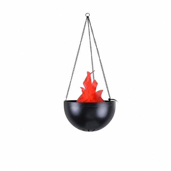 Halloween Simulated Fire Bowl Pendant Light with Flame Effect Spooky Charming Festive Ambiance Hanging Decoration for Bar Party Haunted House Home Decor Perfect for Holiday Party and Gift Giving