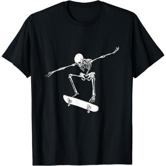 Halloween Skateboard Shirt Boy Skateboarding Men Skeleton T-Shirt