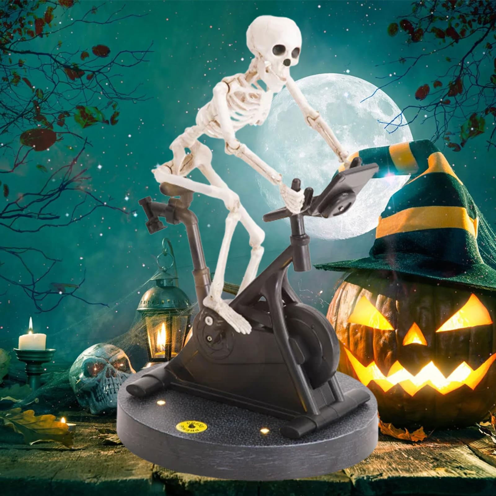 Halloween Skeleton,5.9in Skeleton on Spin Bike Halloween Ornaments, Resin  Funny Animatronics Riding Bike,Funny Skeleton Fitness Resin Ornament for  Decor Novelty Gift