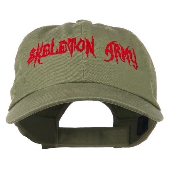 Halloween Skeleton Army Embroidered Low Profile Washed Cap - Olive OSFM