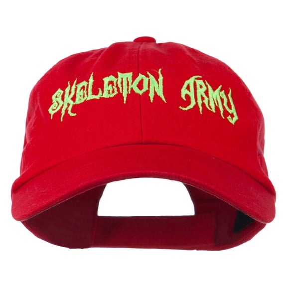 Halloween Skeleton Army Embroidered Low Profile Washed Cap - Red OSFM