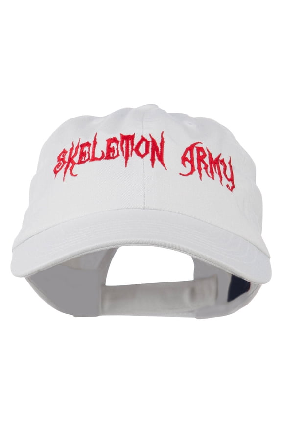 Halloween Skeleton Army Embroidered Low Profile Washed Cap - White OSFM