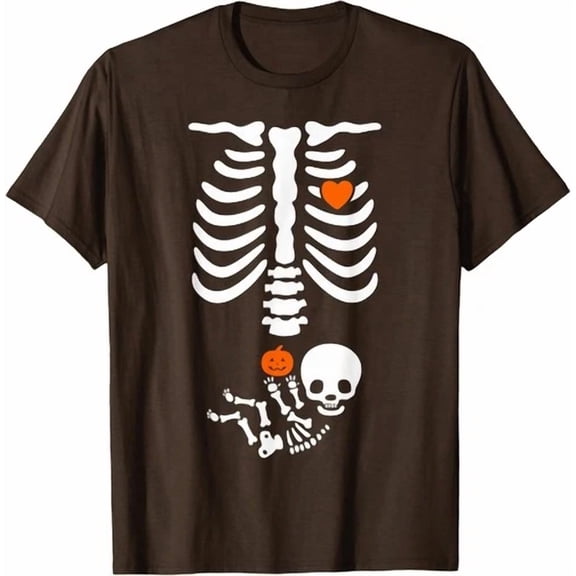 Halloween Skeleton Baby Rib Cage Pregnant Pumpkin Unisex T-Shirt