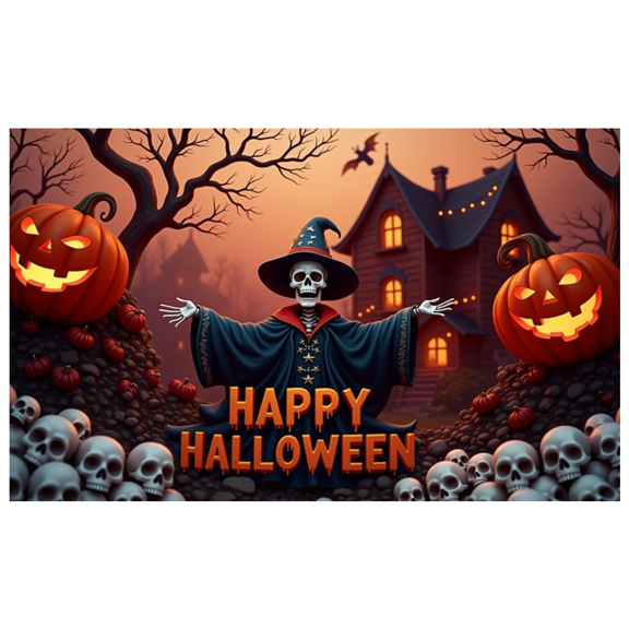 Halloween Skeleton Banner Haunted House Pumpkin Party Decoration for Spooky Celebration Outdoor Display Trick or Treat