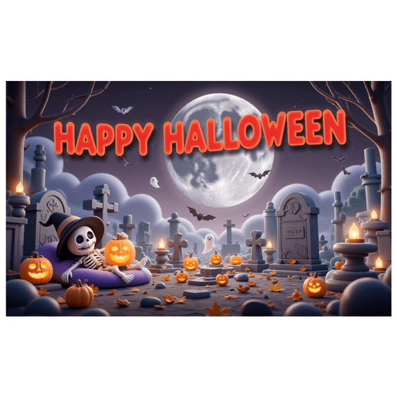 Halloween Skeleton Banner Pumpkin Decoration Ghost Design for Party Celebration Outdoor Decoration Indoor Party