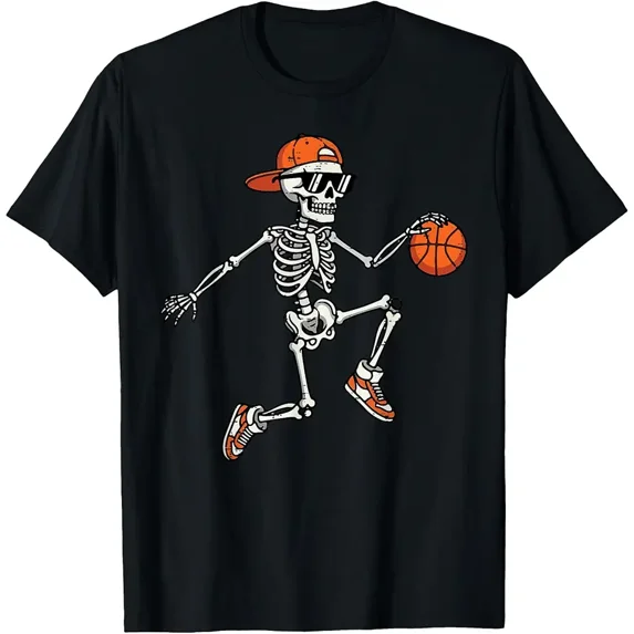 Halloween Skeleton Basketball Costume Boys Kids Youth Men T-Shirt