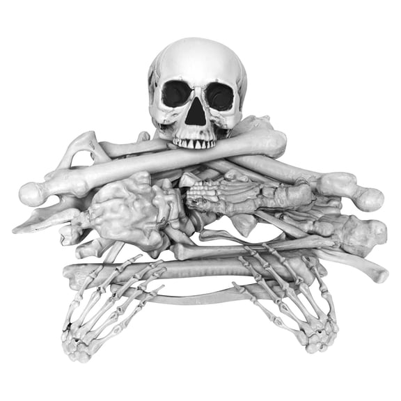 Halloween Skeleton Bones Prop Set Human Bone Model Assortment with Skull Rib Cage Limbs Hands and Feet for Indoor Display