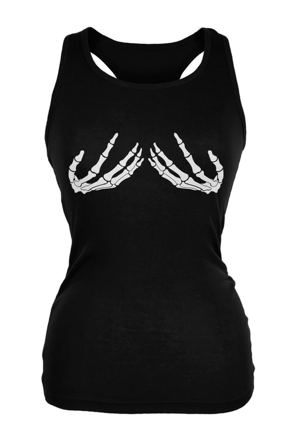 Halloween Skeleton Bra Black Juniors Soft Tank Top - Small