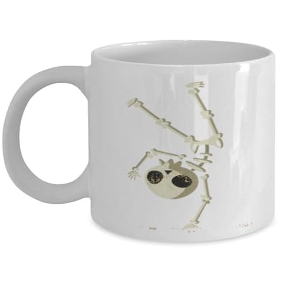 Skeleton Breakdancing 11 oz Coffee Mug - Fun Gift for Dancers White Ceramic