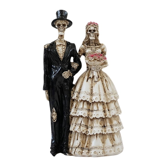 Halloween Skeleton Bride Groom Resin Figurine Decoration Gothic Wedding Horror Prop Table Desk Ornament Halloween Party Display Use Set Item Accessory