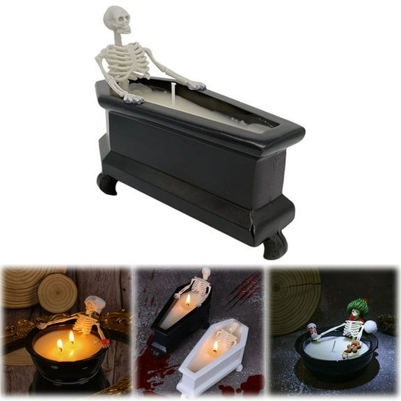 Halloween Skeleton Candle - Natural Soy Wax with Ceramic Tub, Gothic Decor for Home Bars, Indoor Tables & Parties, Unique Gift for Halloween/Anniversaries