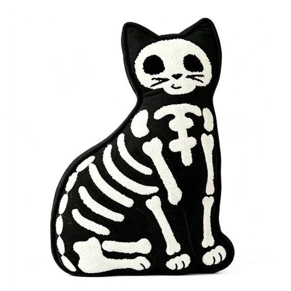 Halloween Skeleton Cat Throw Pillow, Soft Breathable and Comfy Decorative Throw Pillows for Sofa Bed Home Decor