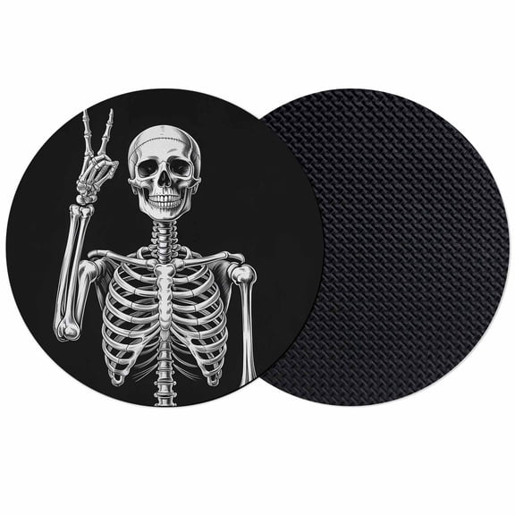 Halloween Skeleton Coasters Set of 2, Absorbent Coasters for Drinks, Retro Funny Skull Abstract Black Coaster for Desk Coffee Table Protection, Home Decor House Warming Gifts 4"