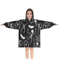 thumbnail image 1 of Halloween Skeleton Coffin Pattern Blanket Hoodies for Kids 6-13YR Oversize Wearable Blanket Hoodies for Boys Girls Teens, 1 of 7