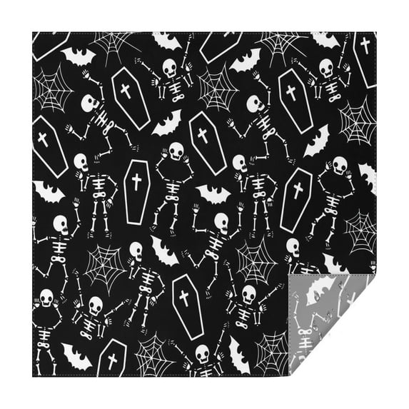 Halloween Skeleton Coffin Pattern Square Tablecloth,Waterproof Square Table Cover,Wipeable Spillproof Washable Table Cover for Home Kitchen Party Decor 52"x52"(132x132cm)