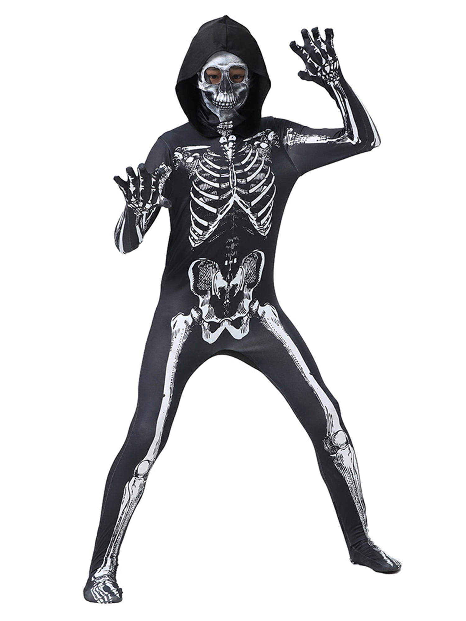 Halloween Skeleton Costumes Long Sleeve Role Play Jumpsuit for Kids ...