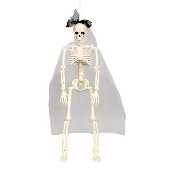 Halloween Skeleton Couple, 12 Inch Poseable Human Skeleton Decoration Set for Party Haunted House Prop