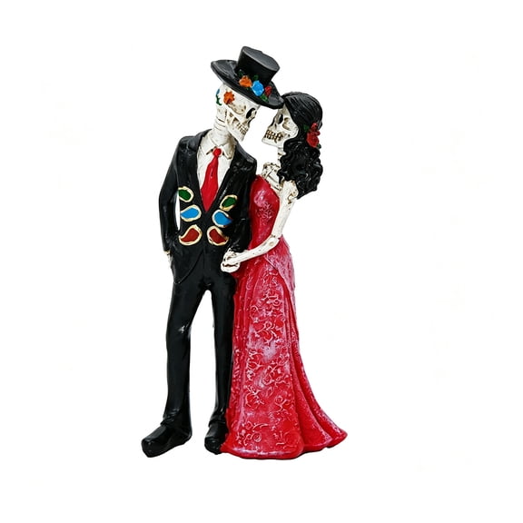 Halloween Skeleton Couple Figurine Resin Statue for Table Mantel Shelf Home Party Decoration