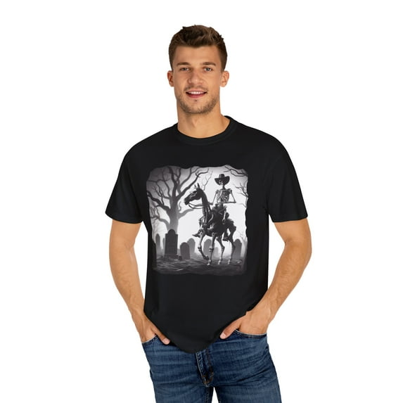 Halloween Skeleton Cowboy Comfort Colors Cotton T-shirt, Sizes S - 3XL