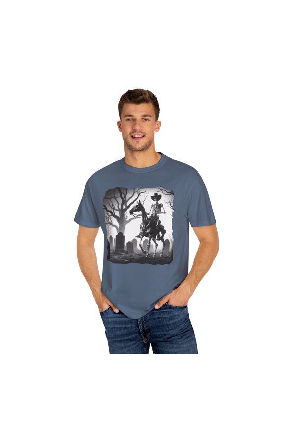 Halloween Skeleton Cowboy Comfort Colors Cotton T-shirt, Sizes S - 3XL