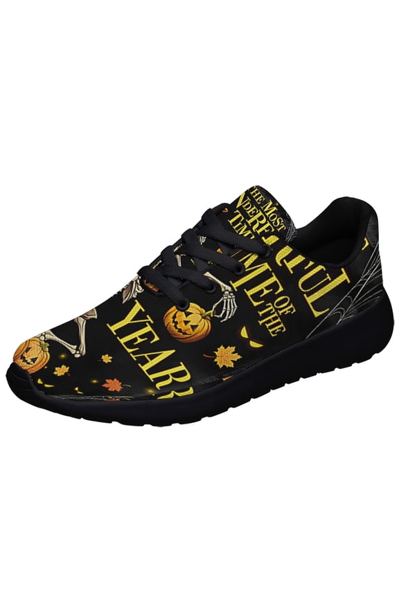 Halloween Skeleton Dancing Pumpkins It's The MoStWonderful Time Of The Year Shoes Sneakers Black Size 7