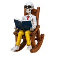 thumbnail image 1 of Halloween Skeleton Decor, Reading Skeleton on Rocking Chair, 1pc Resin Figurine, Spooky Holiday Decor for Porch Living Room Tabletop Halloween Party Haunted House Display, 1 of 5