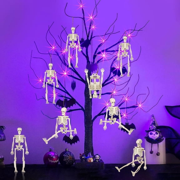 Halloween Skeleton Decoration Realistic Human Anatomy DIY Posable Skeleton Durable Plastic with Hanging Rope Indoor Outdoor Party Decor Haunted House Prop Prank Supplies