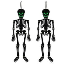 Halloween Skeleton Decorations 2 Pcs 26 Inch Glitter Paper Halloween Hanging Skeleton Ornaments DIY Skeleton Full Body Posable Joints Skeletons Decorations For Halloween Party Home Decor
