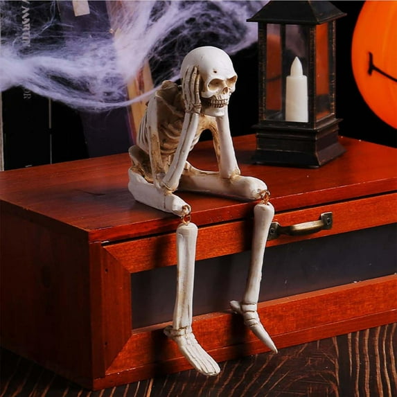 Halloween Skeleton Decorations 2026 - Resin Bone Ghost Festival Props for Indoor Outdoor Spooky Party, Haunted House, Graveyard Displays 20cm /8INCH