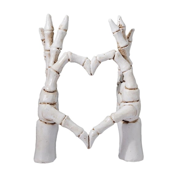 Halloween Skeleton Decorations 5X4 Inch Heart Hands Sculpture Spooky Gothic Home Decor for Mantel Desk Table Party 1 Pack