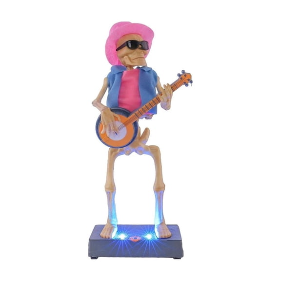 Halloween Skeleton Decorations Animated Light Up Skeleton Playing Banjo Indoor Halloween Decor Spooky Seasonal Home Accent for Halloween Party 1 Piece