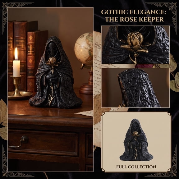 Halloween Skeleton Decorations Gothic Halloween Decor 4 X 3 X 4.5 Inch Resin Hooded Wizard Statue Spooky Halloween Decor for Home Halloween Mantel Decor Halloween Shelf Decor