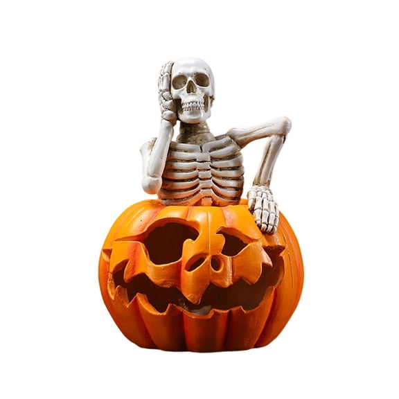 Halloween Skeleton Decorations, Light Up Jack O Lantern, Spooky Halloween Decor, Halloween Pumpkin Decor for Indoor Outdoor Fall Home, 1 Piece