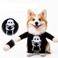 thumbnail image 1 of Halloween Skeleton Dog Costume, Standing Pet Outfit with Bone Print, Funny Party Cosplay Apparel, Soft Cotton for Small Medium Dogs Puppies Cats Black Dress Up, 1 of 7