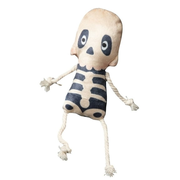 Halloween Skeleton Dog Toy with Squeaker, Durable Chew Toy for Small and Medium Dogs, Interactive Plush Rope Pet Toy