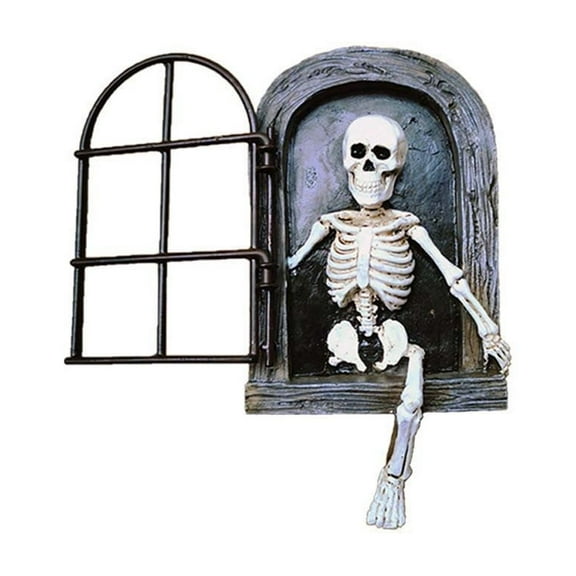 Halloween Skeleton The Door Tree Hugger Garden Statue Skull Resin Lacking Hands and Legs Tree Face Sculpture Small Skeleton Figurines Yard Art for Patio, Fence Wall
