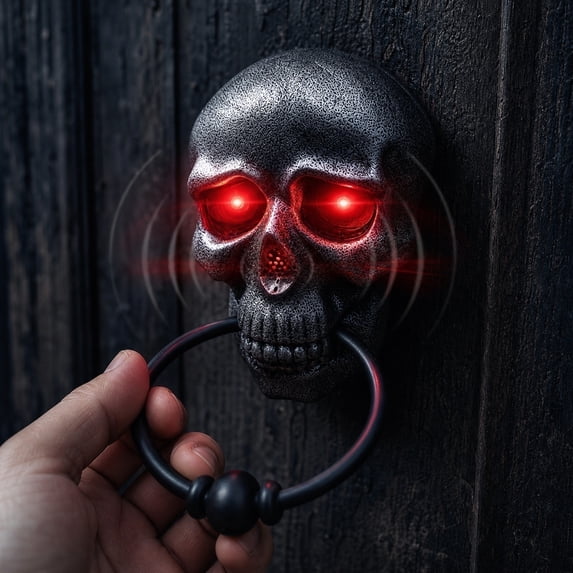 Halloween Skeleton Doorbell Decoration, Light Up Sound Activated Skeleton Door Bell for Front Door Display, Spooky Halloween Entryway Decor with Motion Effect (Batteries Not Included)