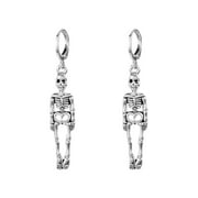 Halloween Skeleton Earrings for Women & Men - Long Dangle Skull Drop Earrings - Spooky Bone Charm Jewelry for Halloween Parties & Gothic Style
