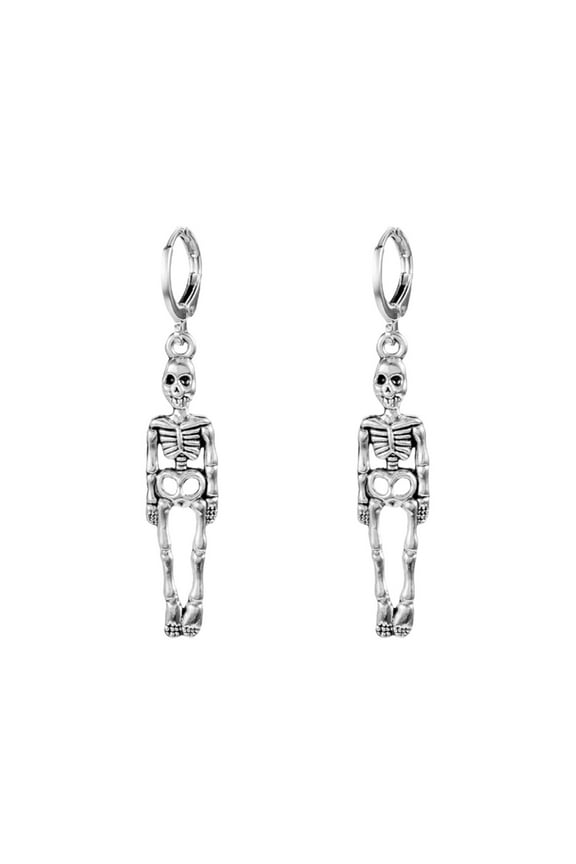 Halloween Skeleton Earrings for Women & Men - Long Dangle Skull Drop Earrings - Spooky Bone Charm Jewelry for Halloween Parties & Gothic Style