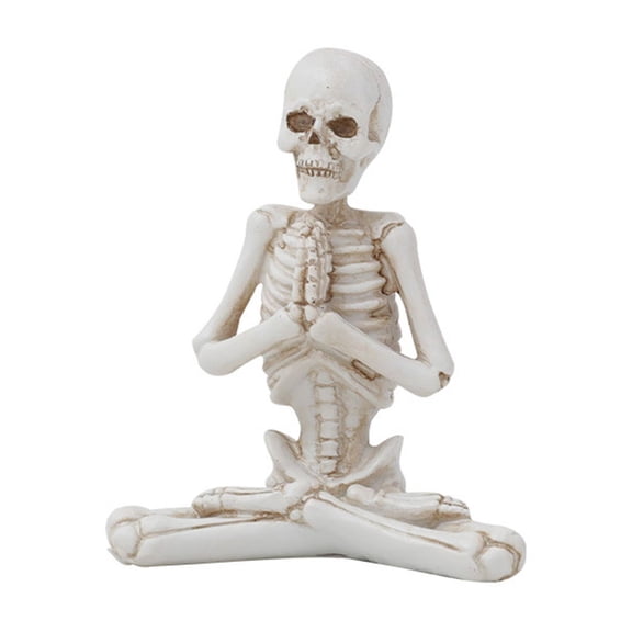 Halloween Skeleton Figurine, Resin Yoga Pose Bone Statue For Desk Mantel Halloween Party Home Decor