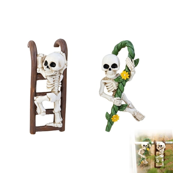 Halloween Skeleton Flower Pot Hanging Decor, Resin Climbing Skeleton Ornament For Garden Plant Pot Fence Window Display, Gothic Halloween Decoration With Spooky Style