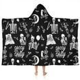 thumbnail image 1 of Halloween Skeleton Fun Pattern Hooded Bath Towel，50"x30" for Ages 3 To 12 Kids, Quick Dry Lightweight Soft Microfiber Hood Beach Towel Cover Up for Kids, 1 of 7