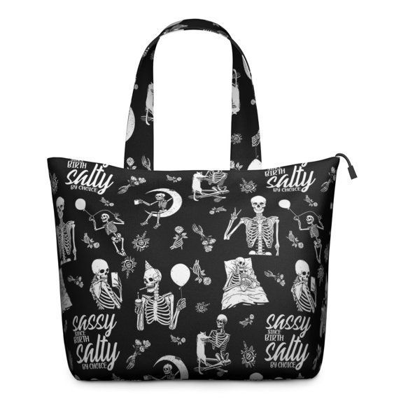 Halloween Skeleton Fun Pattern Travel Tote Bags for Women Carry On,Large Weekender Bags for Women Travel,Multi Functional Duffle Bag for Work,Shopping,Sports