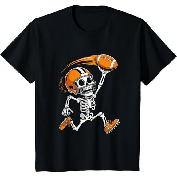 Halloween Skeleton Funny Football Shirt for Teens Boys Men T-Shirt