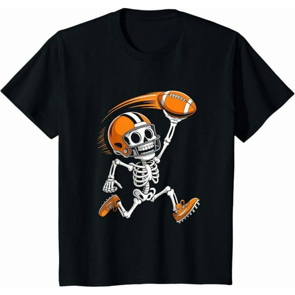 Halloween Skeleton Funny Football Shirt for Teens Boys Men T-Shirt